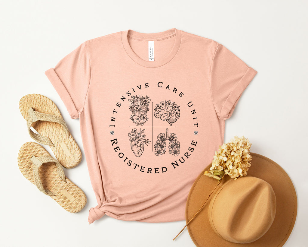 Intensive Care Unit Registered Nurse Tee | Floral Anatomy Illustration