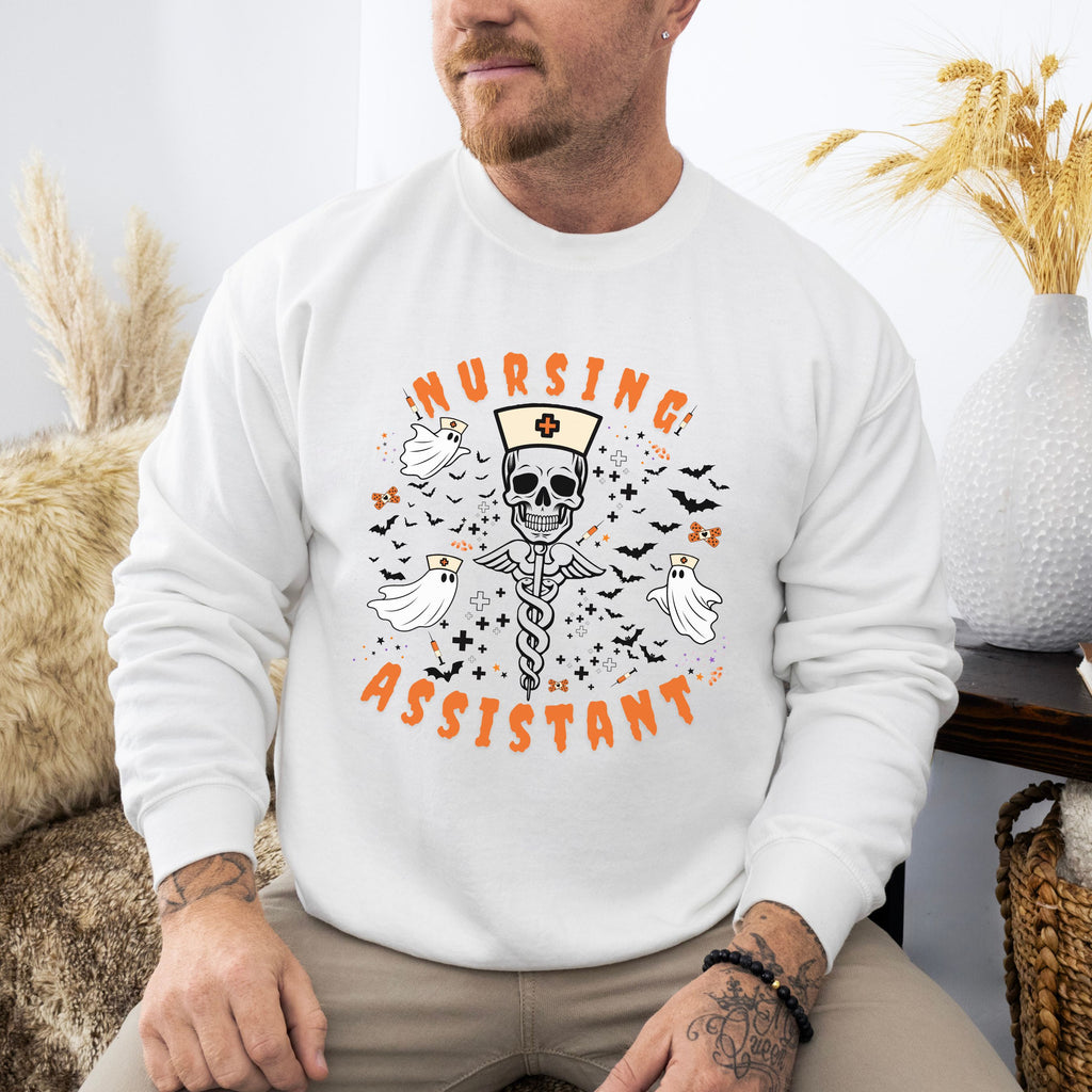 Nursing Assistant Skull Crewneck Sweatshirt — Halloween Nurse Gift