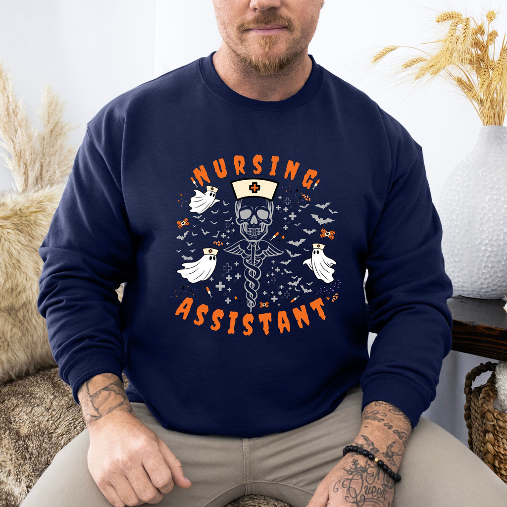 Nursing Assistant Skull Crewneck Sweatshirt — Halloween Nurse Gift