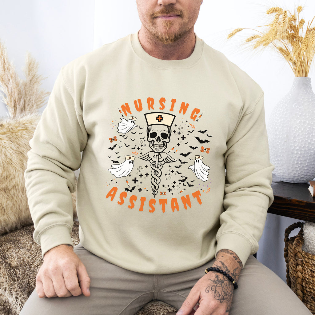 Nursing Assistant Skull Crewneck Sweatshirt — Halloween Nurse Gift