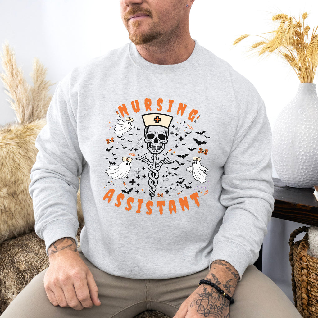 Nursing Assistant Skull Crewneck Sweatshirt — Halloween Nurse Gift