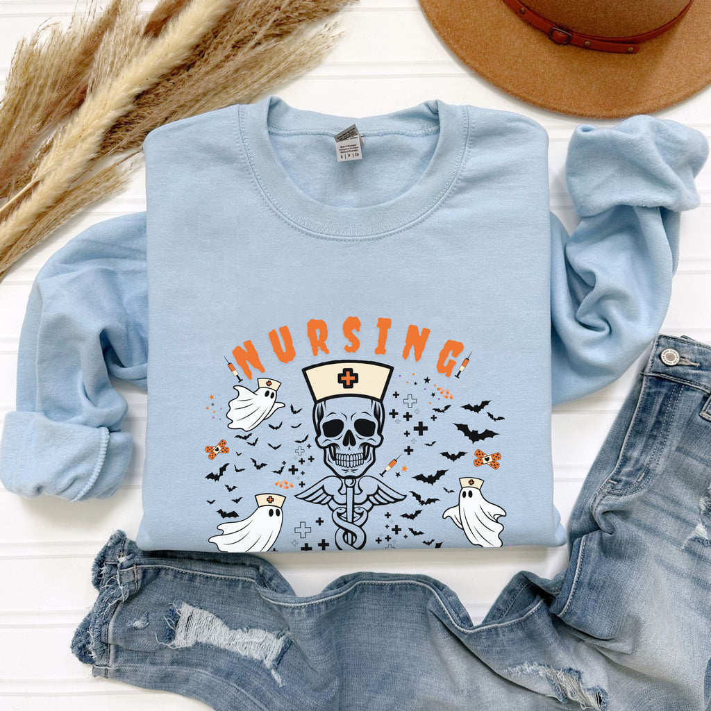 Nursing Assistant Skull Crewneck Sweatshirt — Halloween Nurse Gift