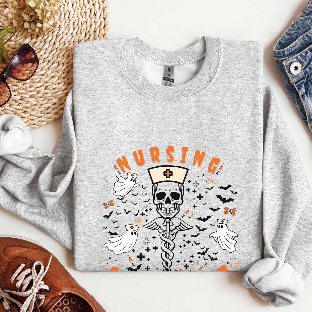 Nursing Assistant Skull Crewneck Sweatshirt — Halloween Nurse Gift
