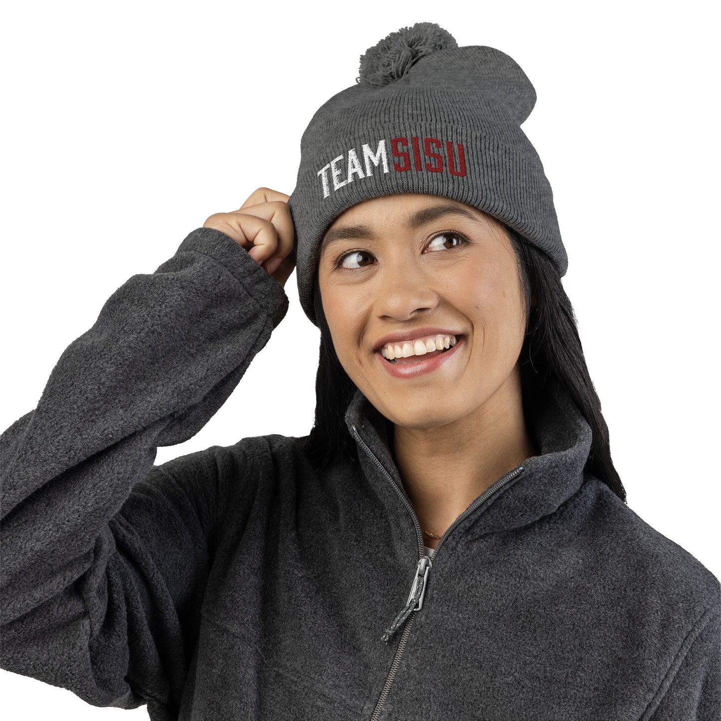 Team SISU Pom Pom Tuque Black and Grey