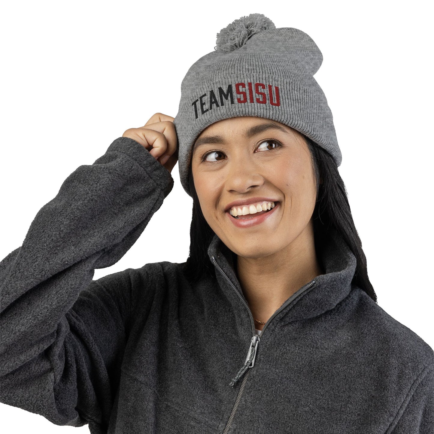 Team SISU Name Mark Cozy Pom Pom Knit Hat