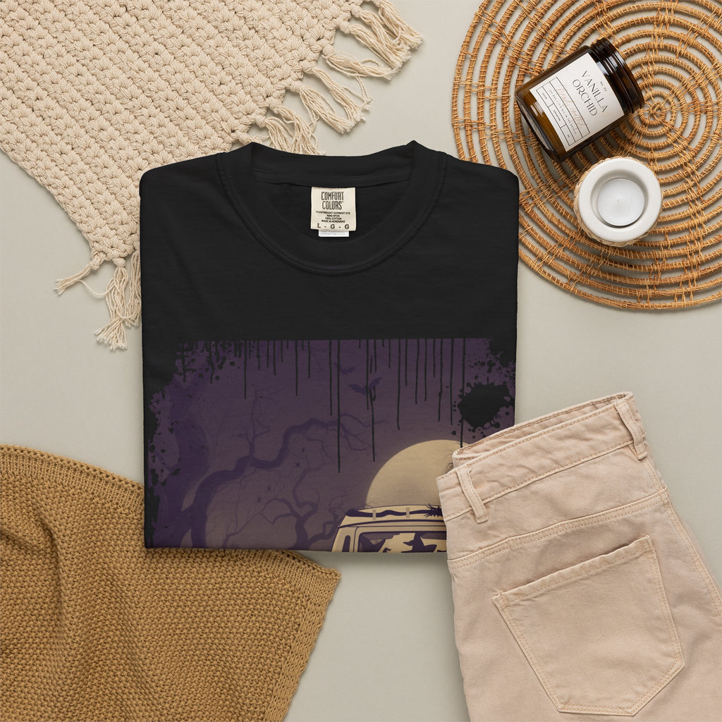 Spooky Retro Camper Van Graphic Tee — Halloween Witch Tshirt
