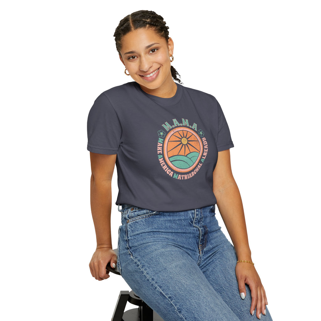 M.A.M.A 'Make America Matriarchal Already' T-Shirt — Retro Sun & Waves Feminist Tee