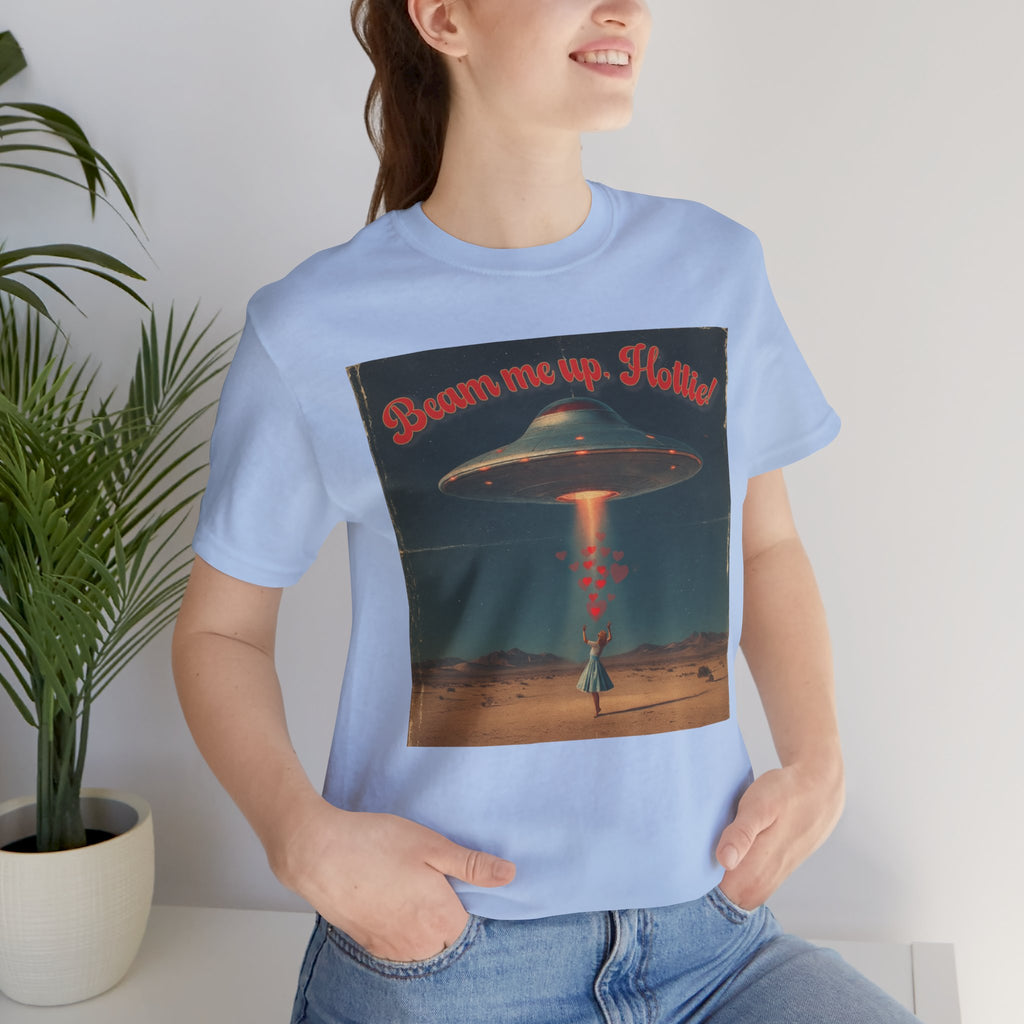 Beam Me Up, Hottie Valentine Tshirt | Star Trek pun for fun Valentine's gift | Sci-fi star crossed lovers top | Abducted by Love Shirt