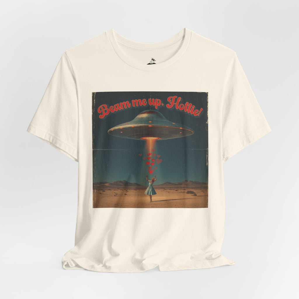 Beam Me Up, Hottie Valentine Tshirt | Star Trek pun for fun Valentine's gift | Sci-fi star crossed lovers top | Abducted by Love Shirt