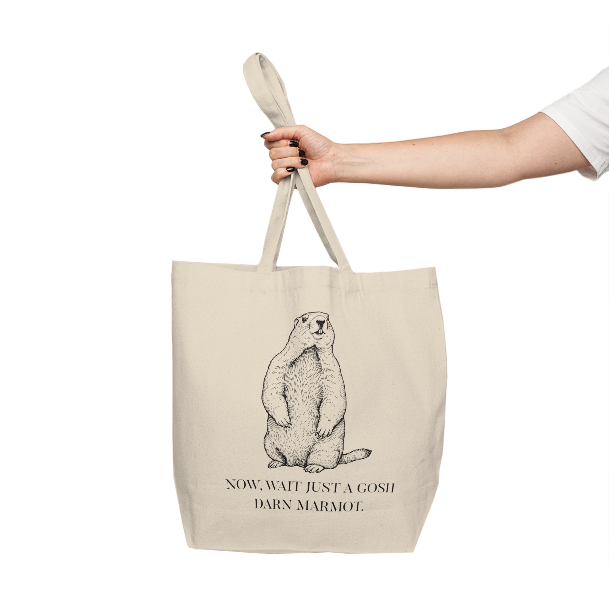 Marmot Tote Bag | "Wait Just A Gosh Darn Marmot," Animal Humor Tote