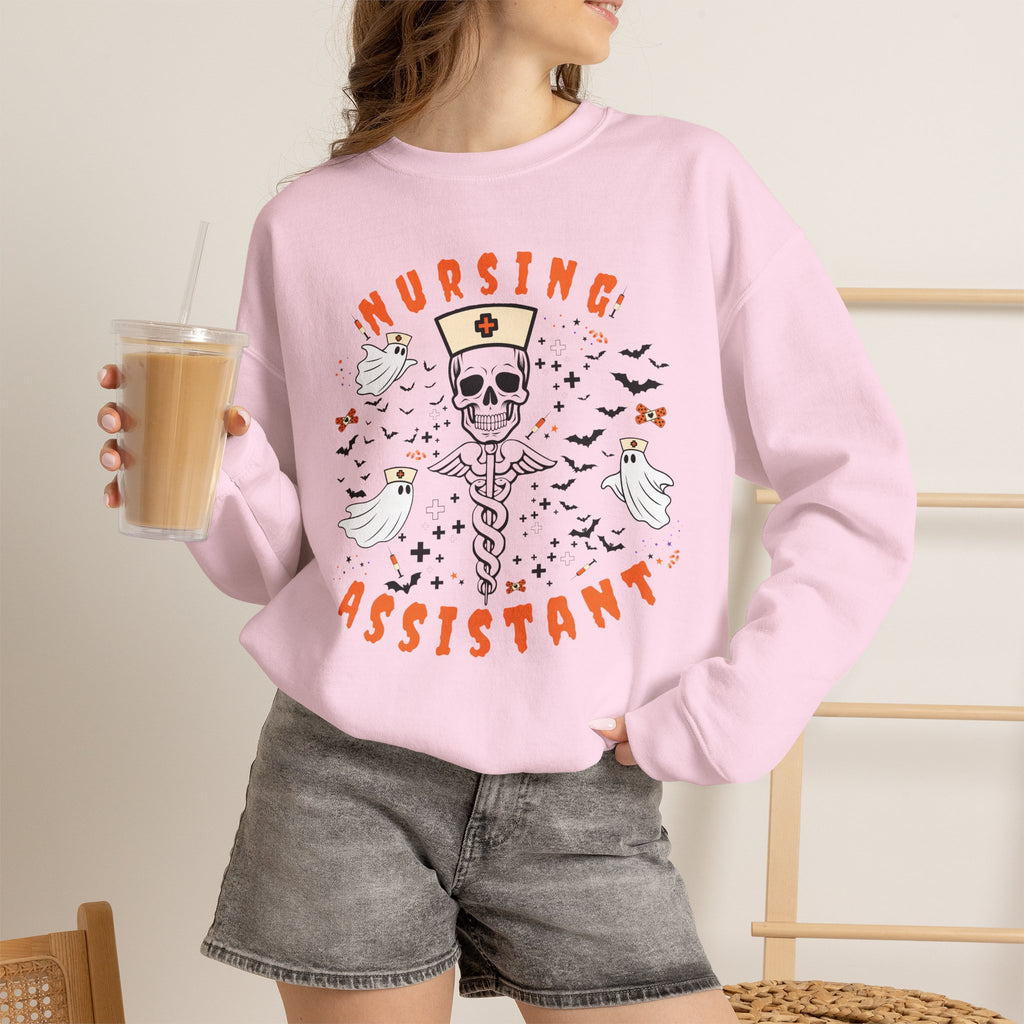 Nursing Assistant Skull Crewneck Sweatshirt — Halloween Nurse Gift