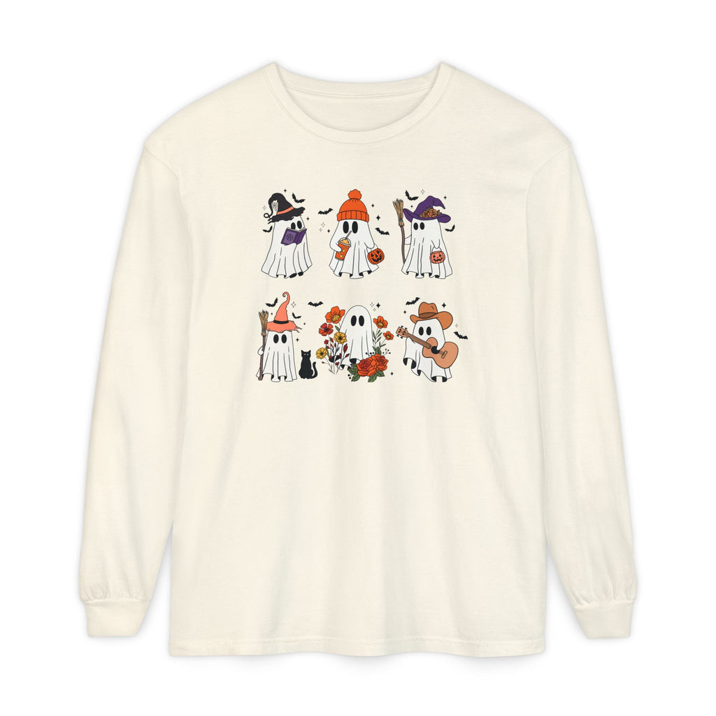 Halloween Ghost Cats Long Sleeve Tshirt | Fun Holiday original design Long Sleeve