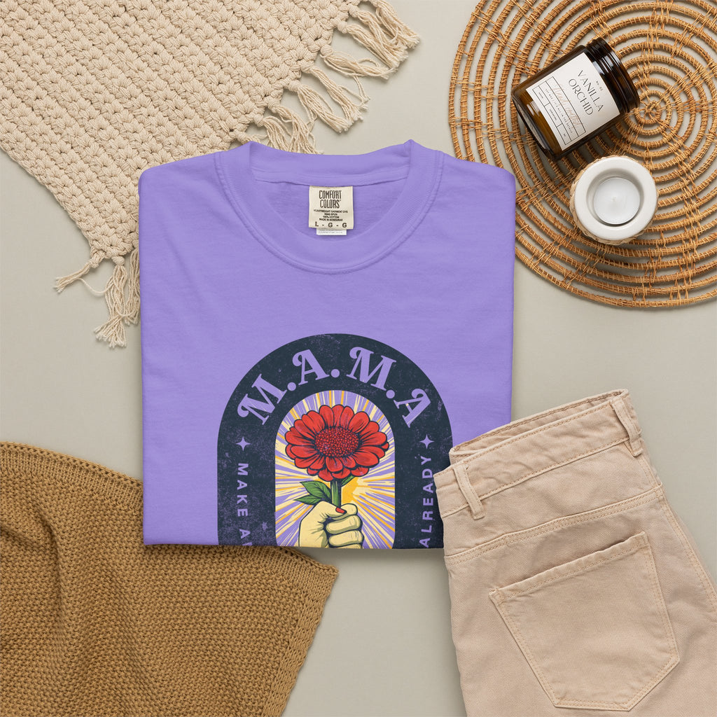 Mama Make America Matriarchal Already Flower T-Shirt — Vintage Rose Hand Graphic Tee