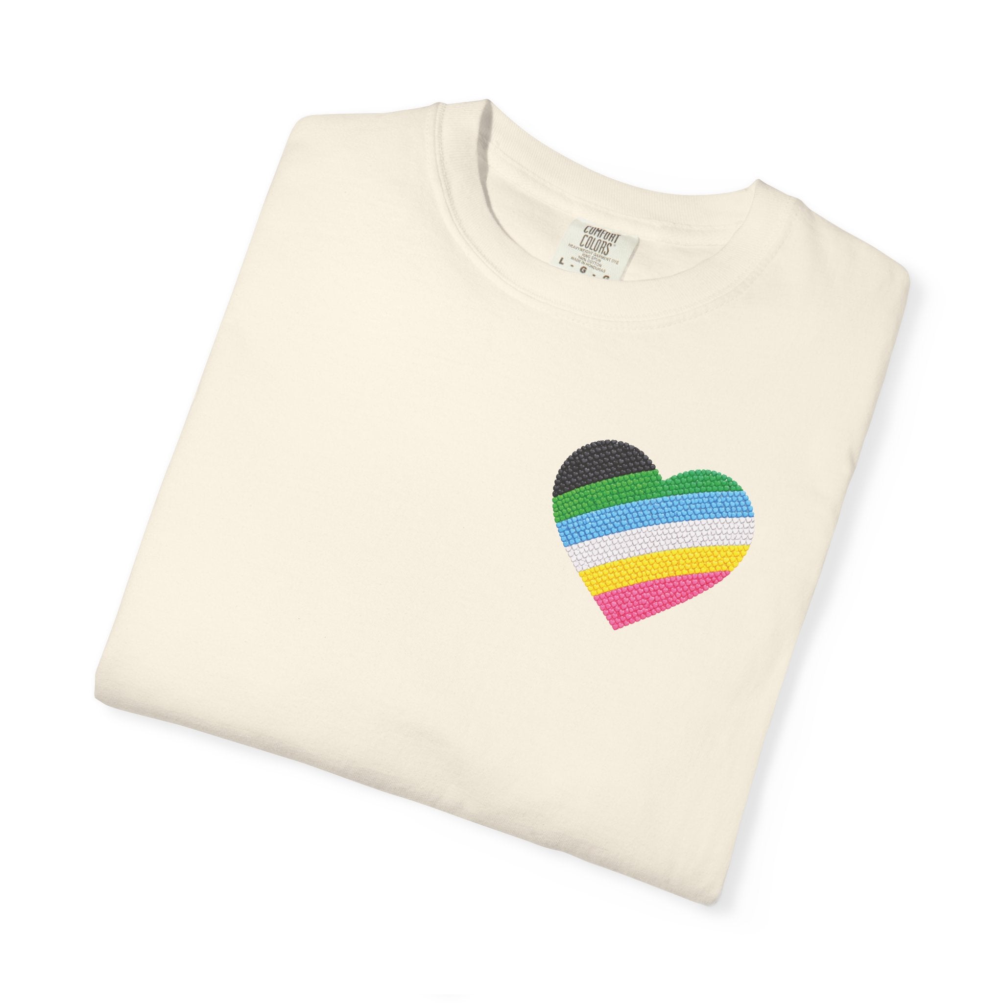 Disability Pride Heart T-Shirt | Rainbow Striped Heart Tee