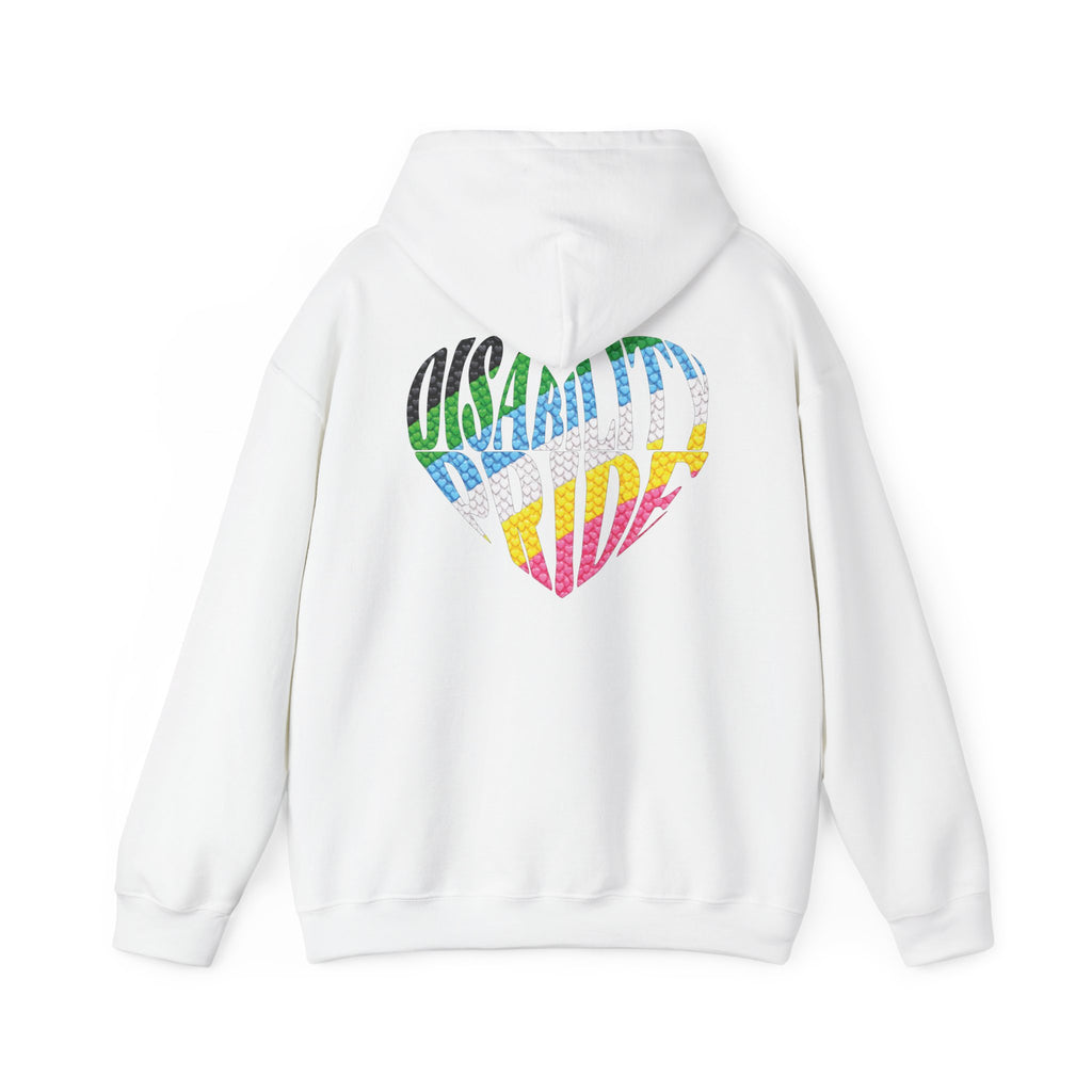 Disability Pride Heart Hoodie | Rainbow Striped Heart Pullover