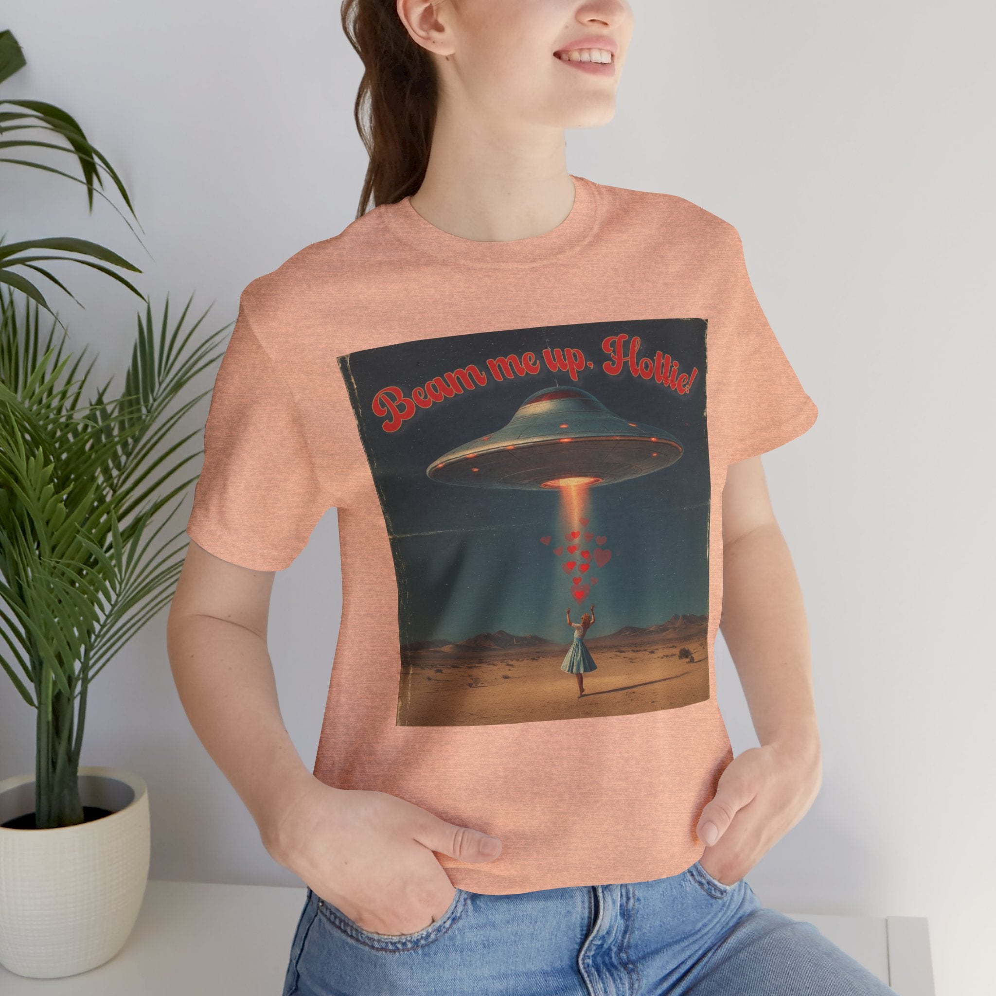Beam Me Up, Hottie Valentine Tshirt | Star Trek pun for fun Valentine's gift | Sci-fi star crossed lovers top | Abducted by Love Shirt
