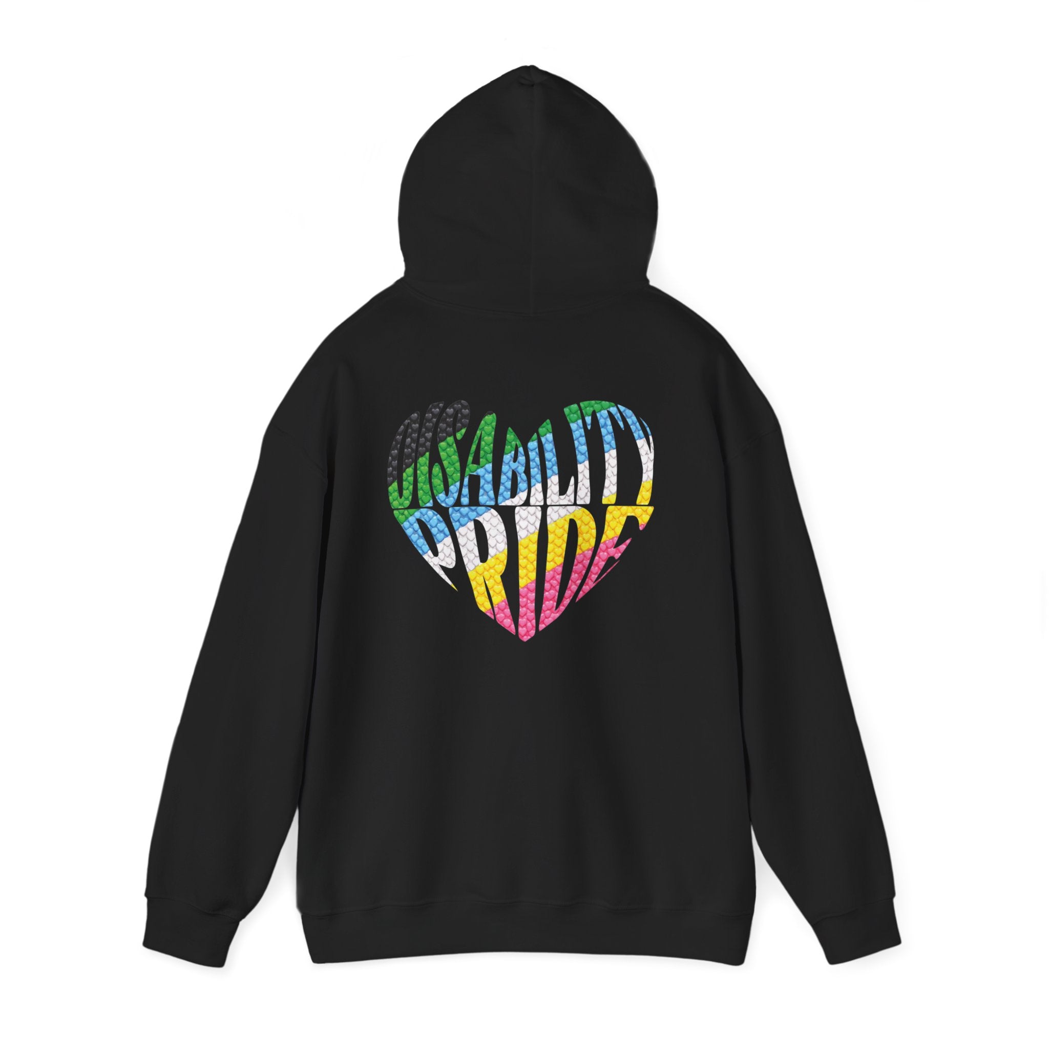 Disability Pride Heart Hoodie | Rainbow Striped Heart Pullover