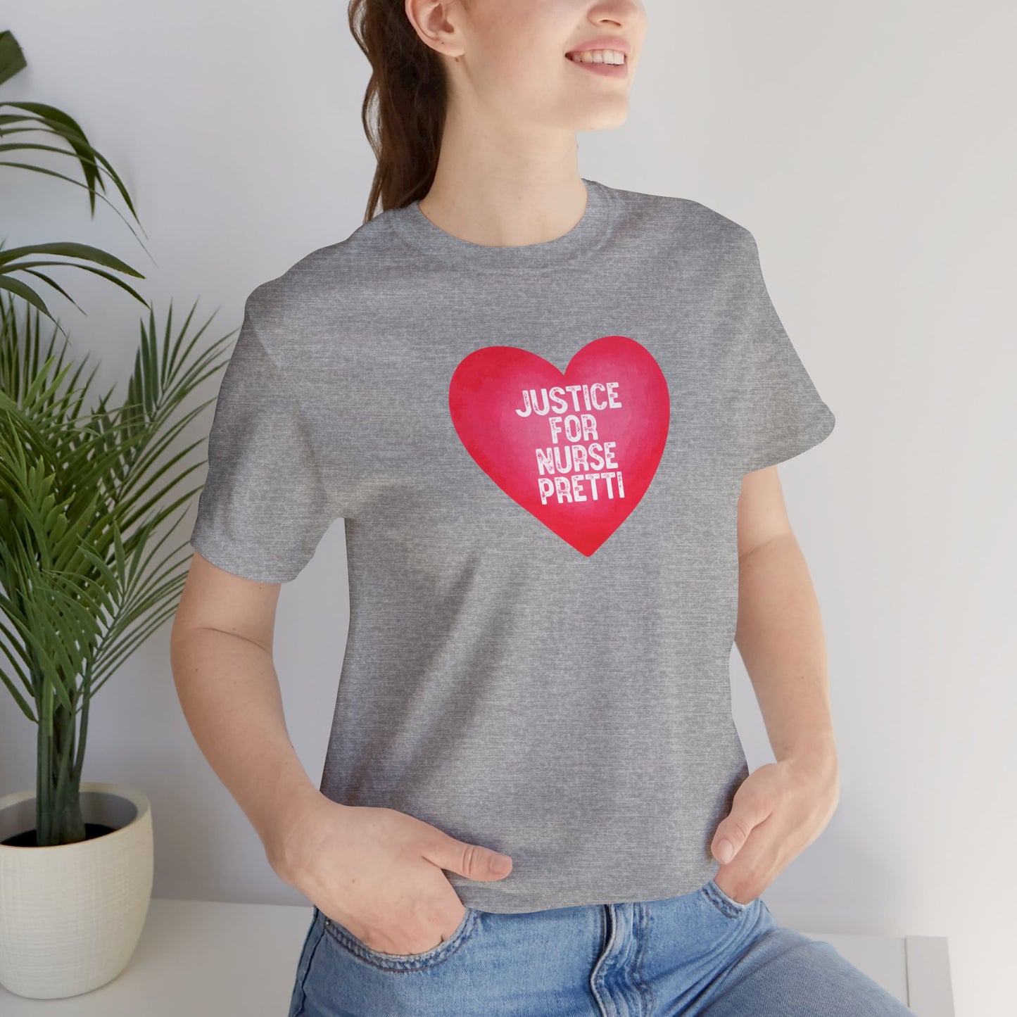 Justice For Nurse Pretti T-Shirt | Heart Graphic, Nurse Advocacy Tee