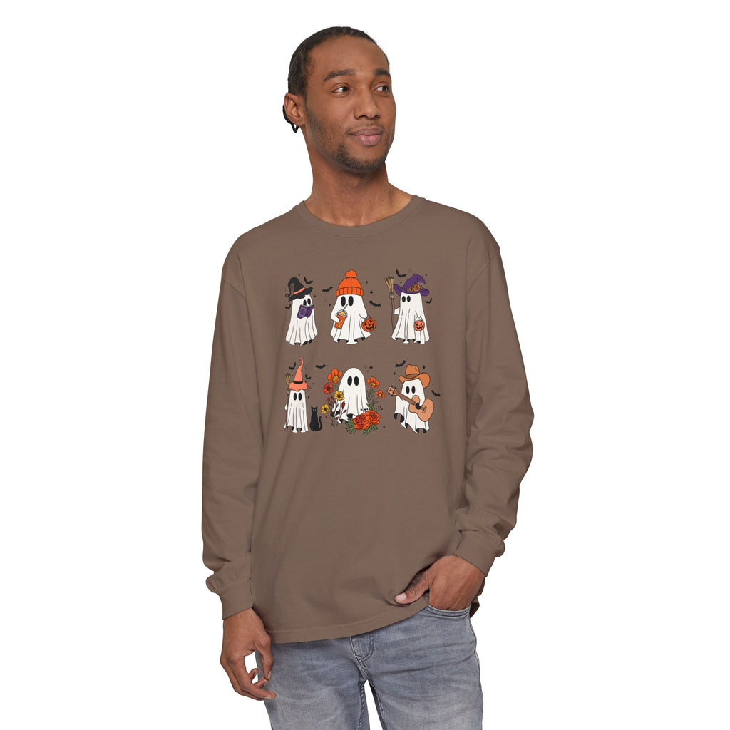 Halloween Ghost Cats Long Sleeve Tshirt | Fun Holiday original design Long Sleeve