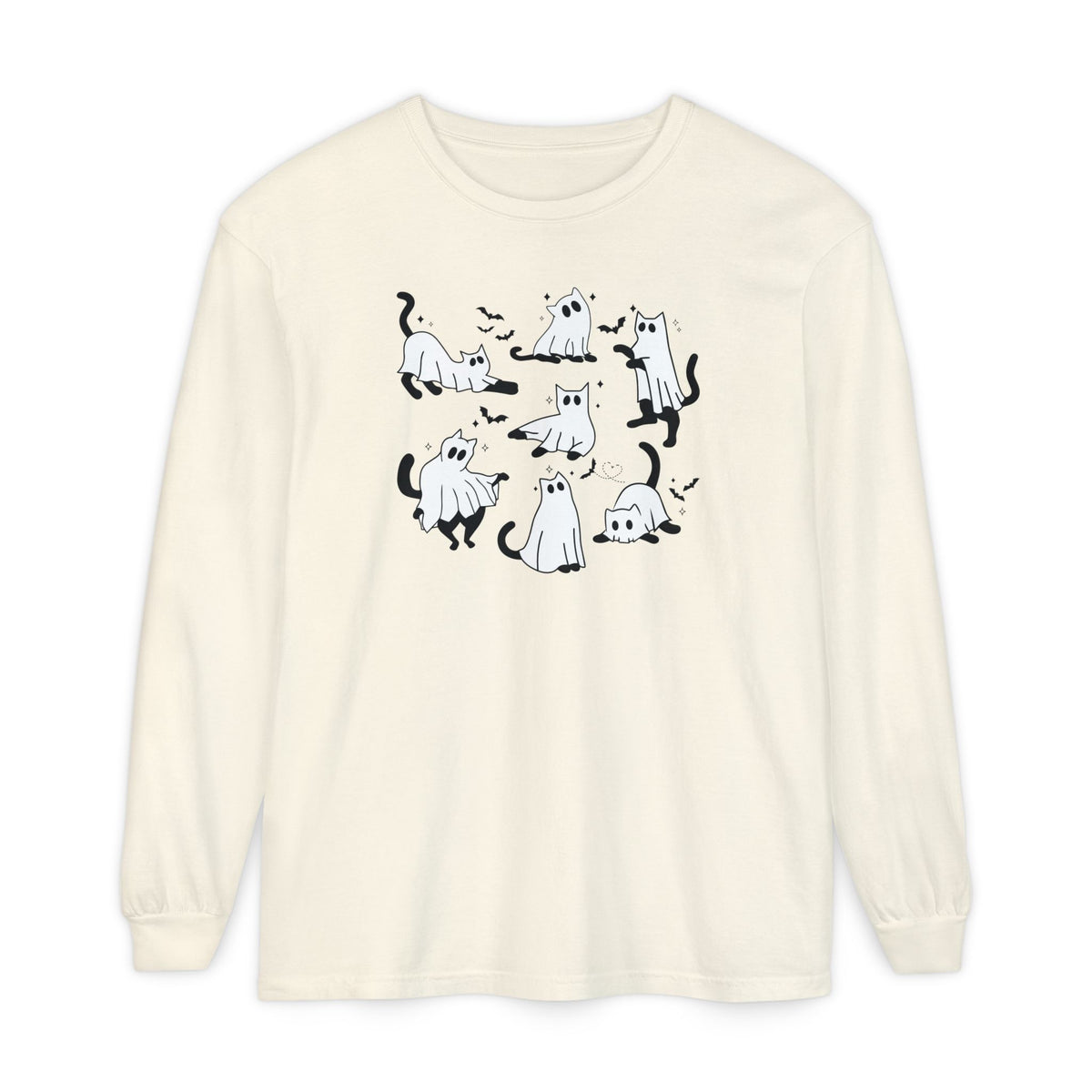 Halloween Ghost Cats Long Sleeve Tshirt | Fun Holiday original design Long Sleeve