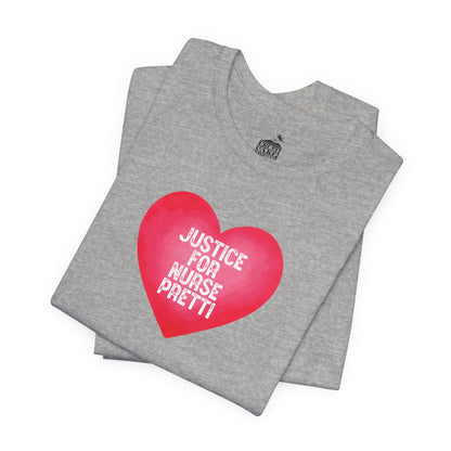 Justice For Nurse Pretti T-Shirt | Heart Graphic, Nurse Advocacy Tee
