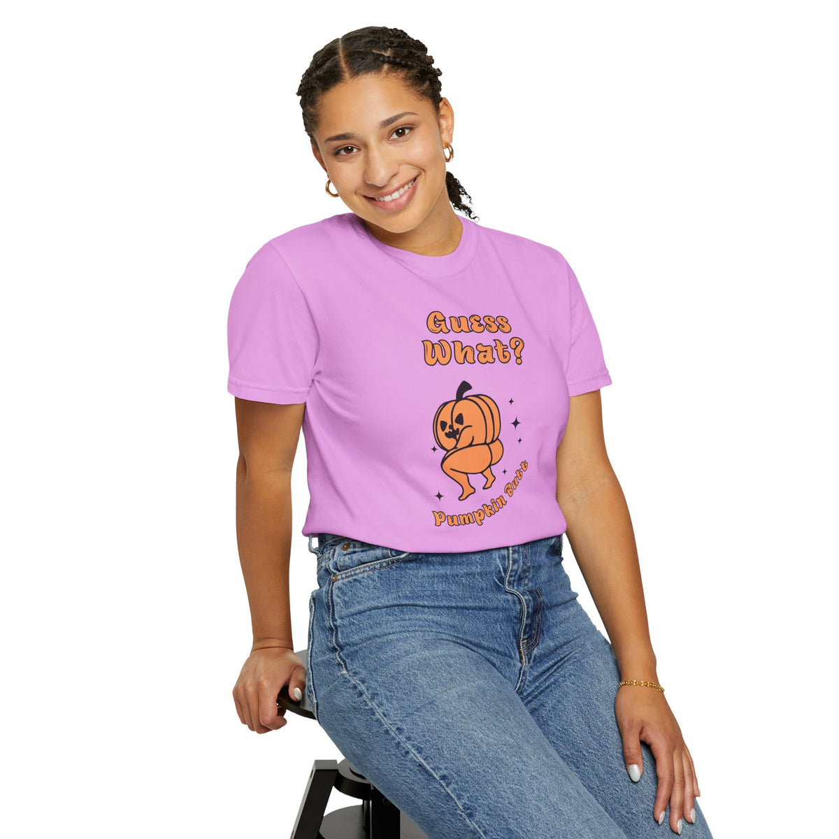 Halloween Pumpkin Shirt - "Guesss What? Pumpkin Butt" Cute Retro Graphic Tee
