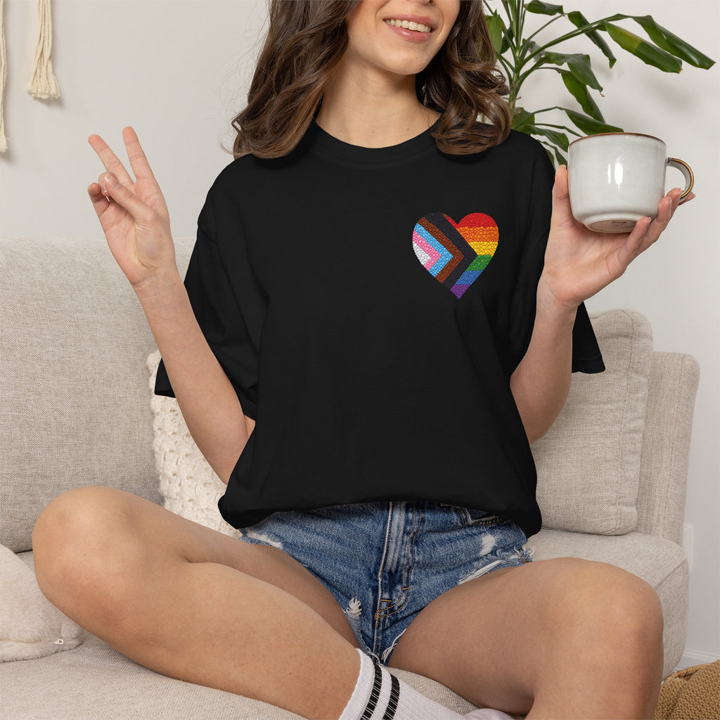 Pride Heart T-Shirt | Rainbow Striped Love Heart Tee