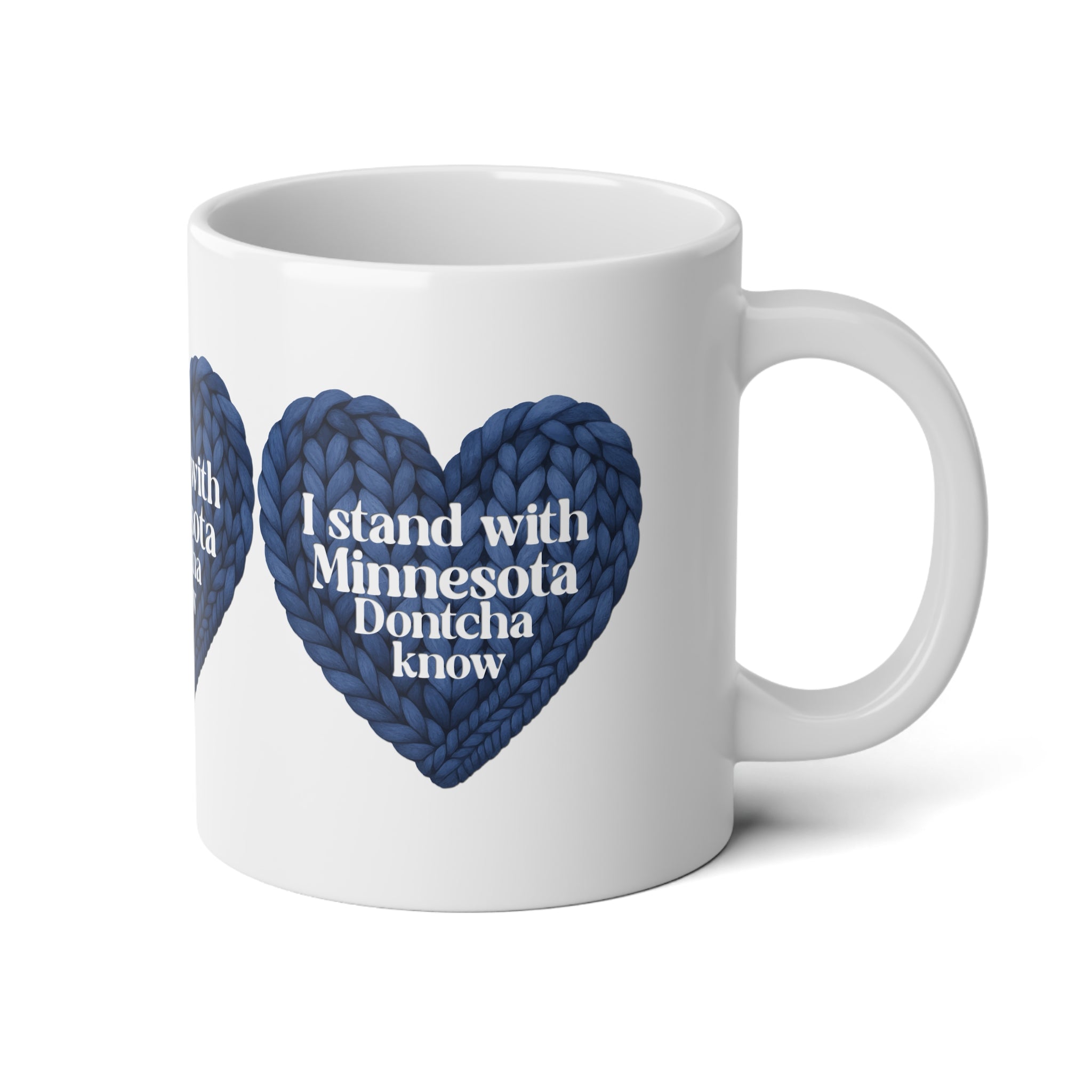 I Stand With Minnesota heart knit design Mug | 20oz jumbo coffee mug