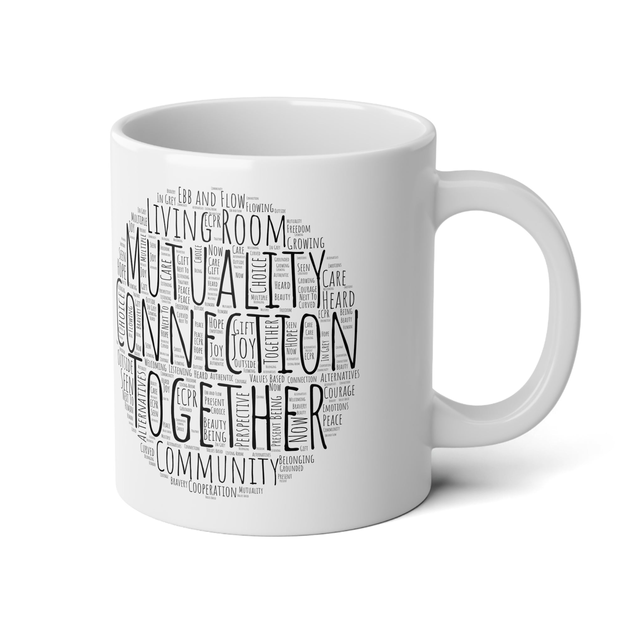20oz Jumbo Mug — "We Play In The Grey" Social Connection Word-Cloud Coffee Cup