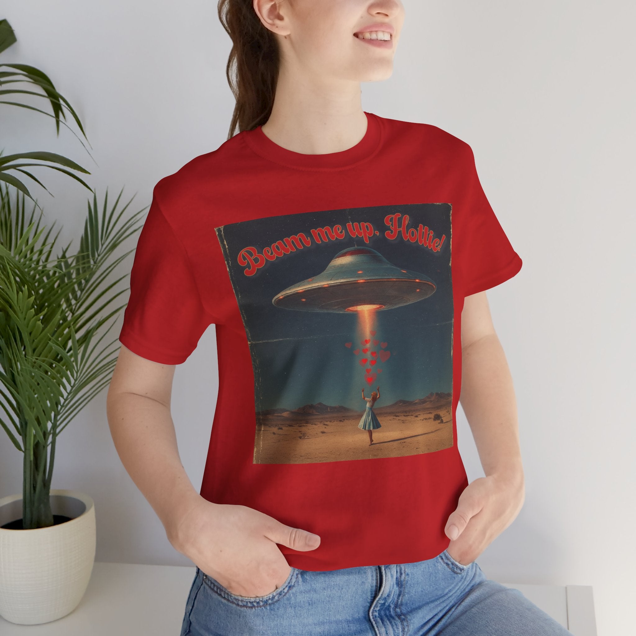 Beam Me Up, Hottie Valentine Tshirt | Star Trek pun for fun Valentine's gift | Sci-fi star crossed lovers top | Abducted by Love Shirt