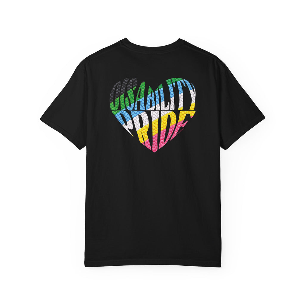 Disability Pride Heart T-Shirt | Rainbow Striped Heart Tee