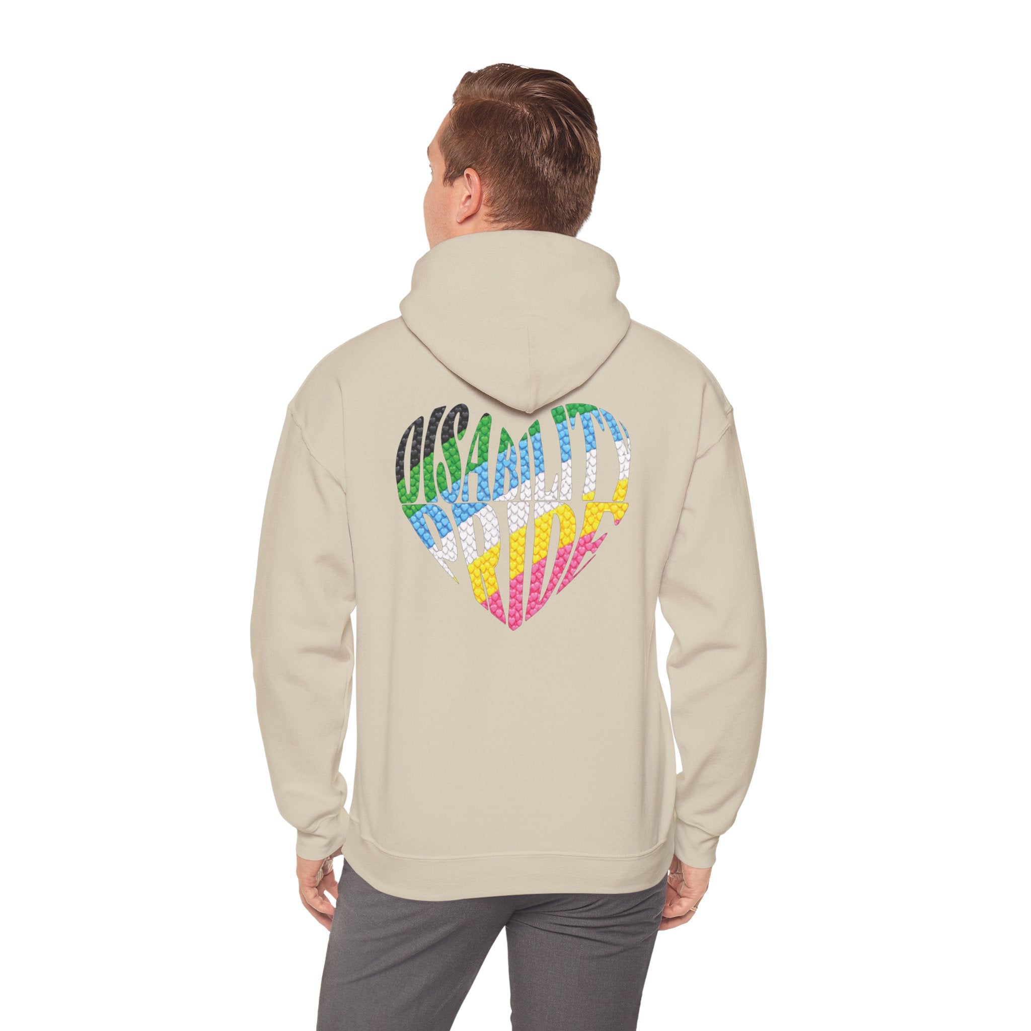 Disability Pride Heart Hoodie | Rainbow Striped Heart Pullover