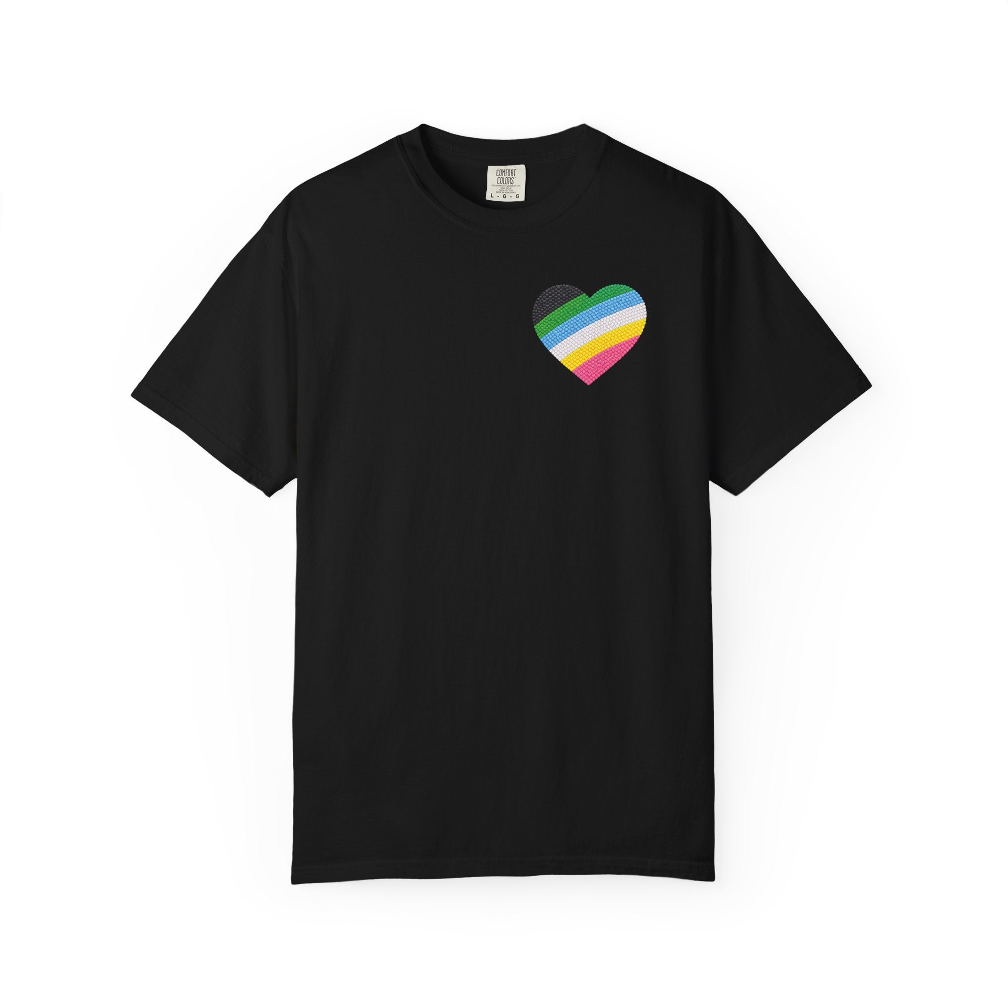 Disability Pride Heart T-Shirt | Rainbow Striped Heart Tee