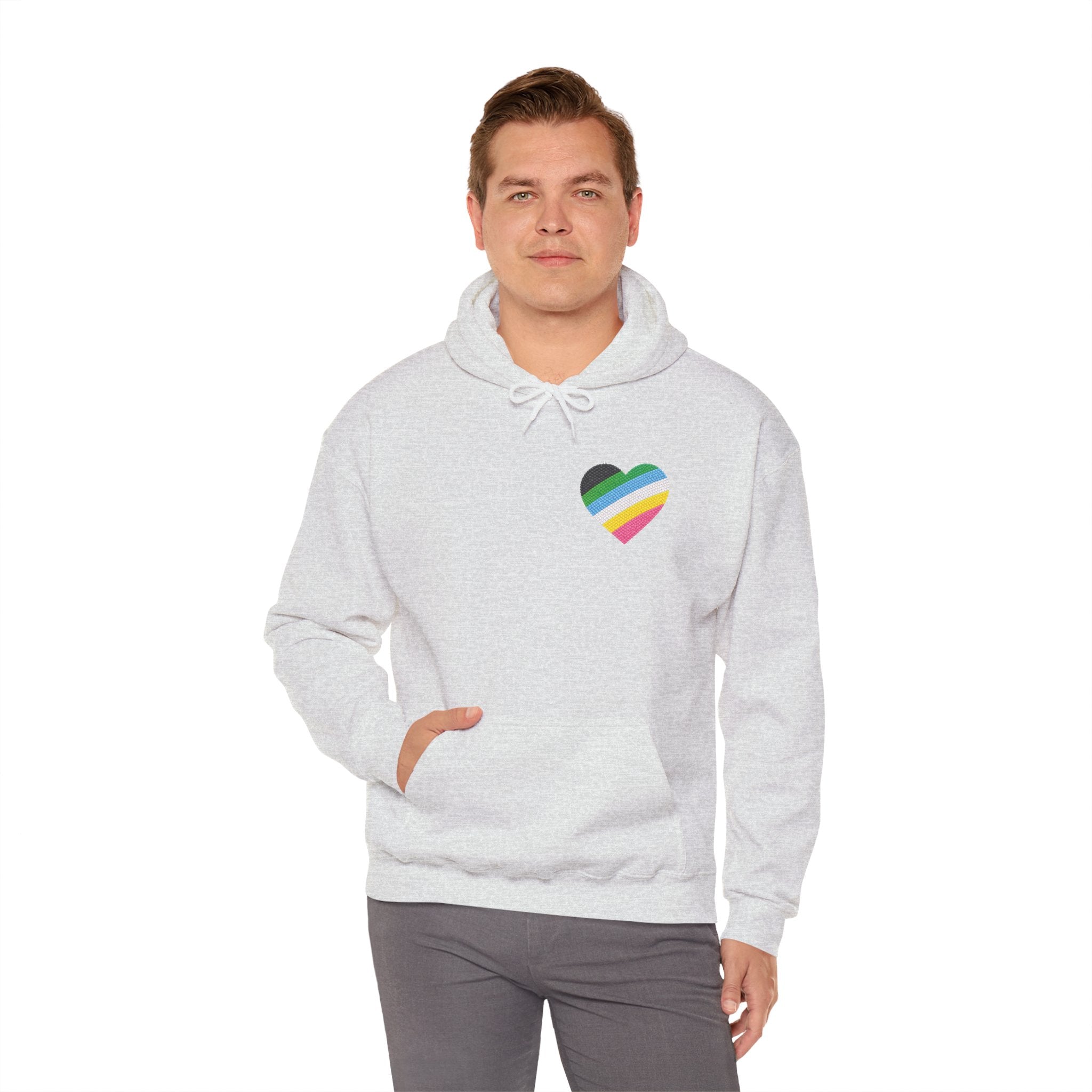 Disability Pride Heart Hoodie | Rainbow Striped Heart Pullover