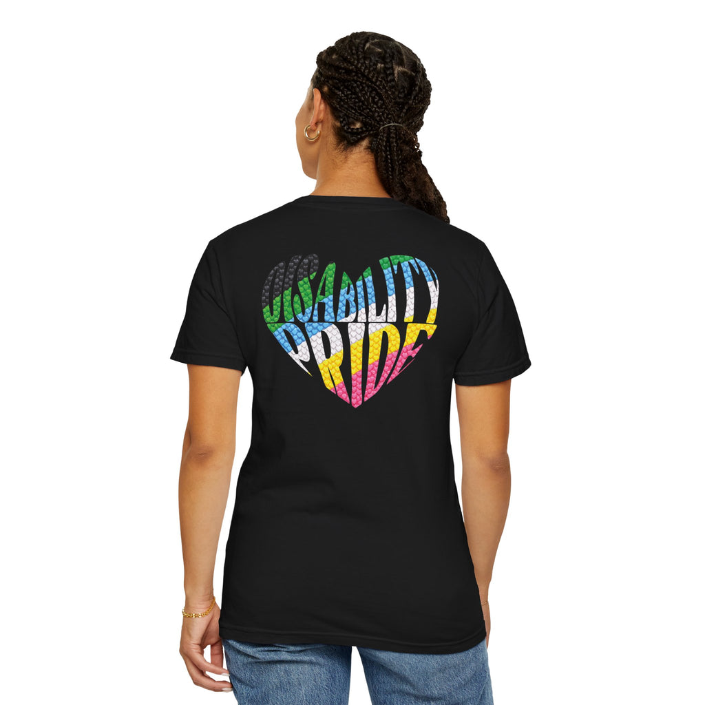 Disability Pride Heart T-Shirt | Rainbow Striped Heart Tee
