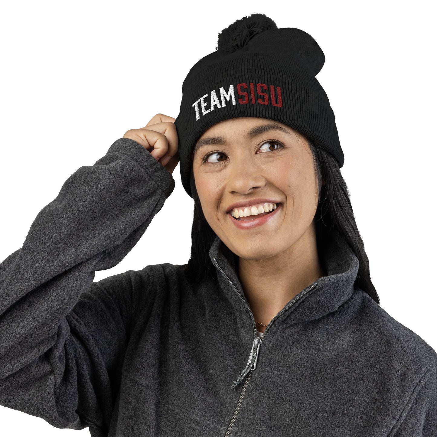 Team SISU Pom Pom Tuque Black and Grey