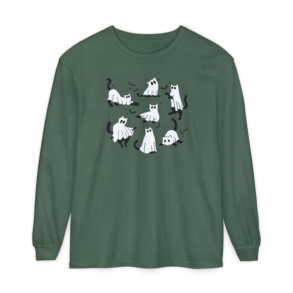 Halloween Ghost Cats Long Sleeve Tshirt | Fun Holiday original design Long Sleeve