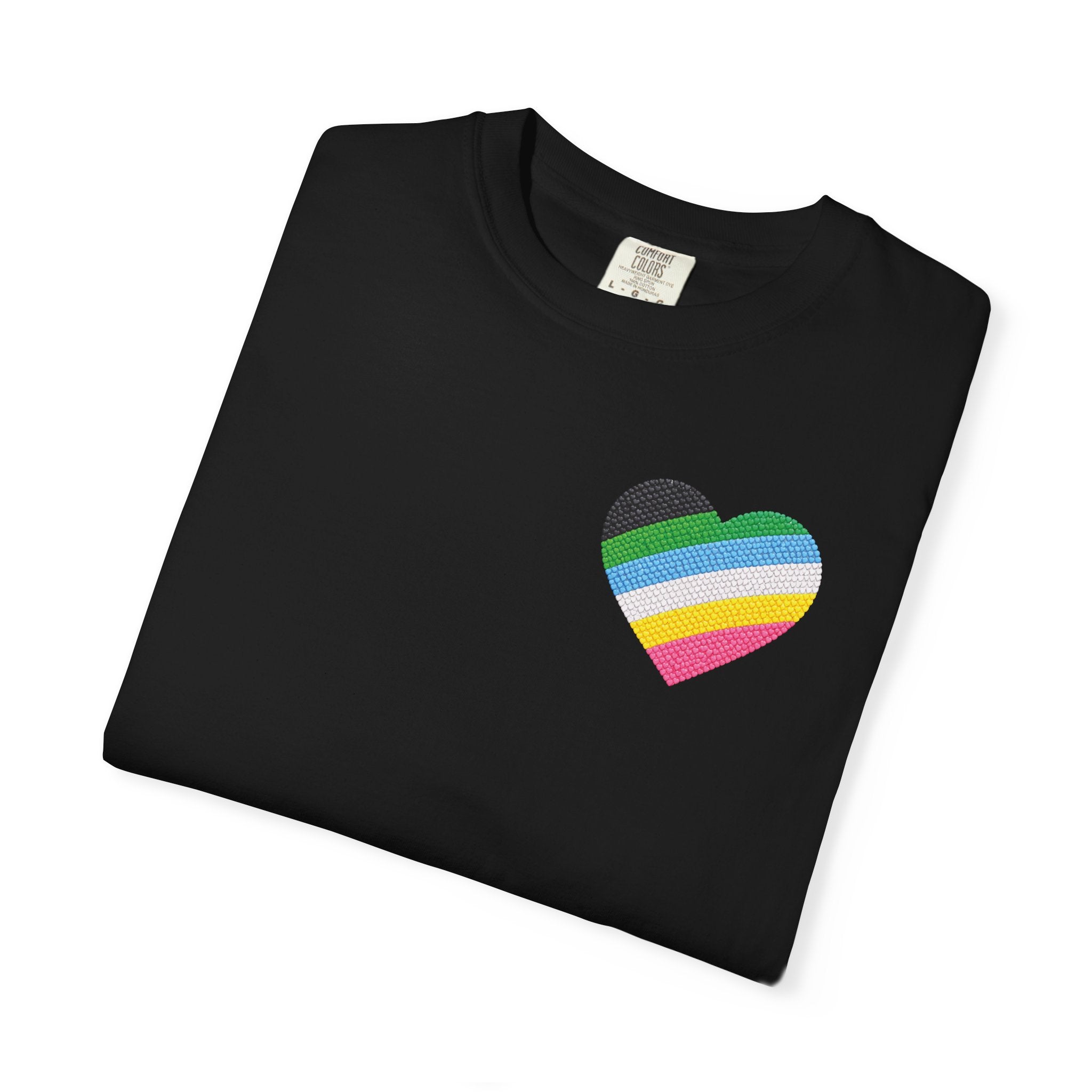 Disability Pride Heart T-Shirt | Rainbow Striped Heart Tee