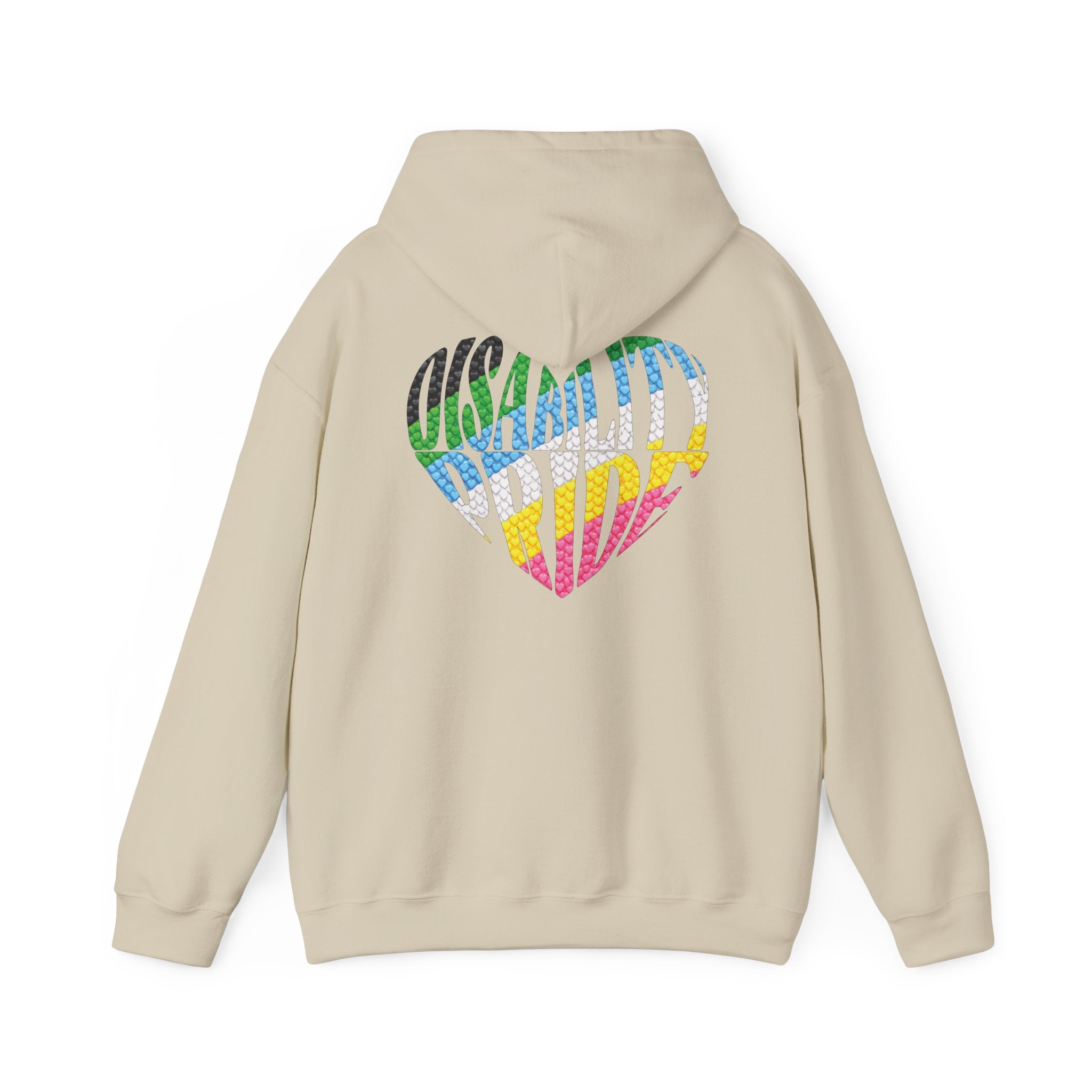 Disability Pride Heart Hoodie | Rainbow Striped Heart Pullover