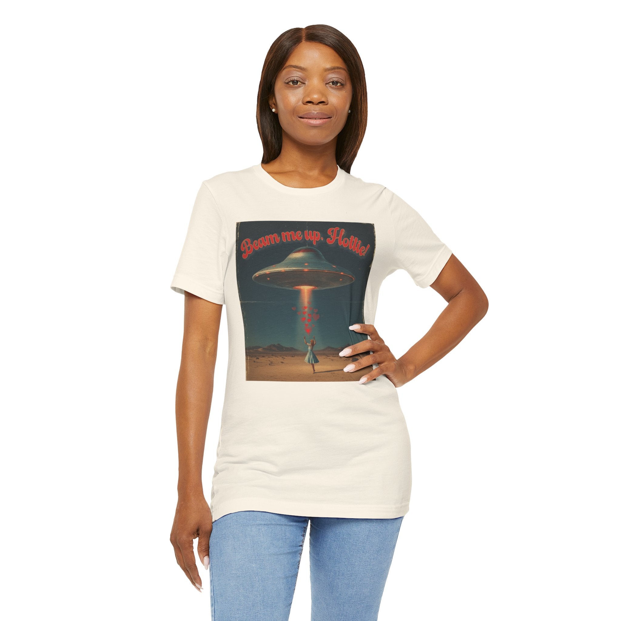 Beam Me Up, Hottie Valentine Tshirt | Star Trek pun for fun Valentine's gift | Sci-fi star crossed lovers top | Abducted by Love Shirt