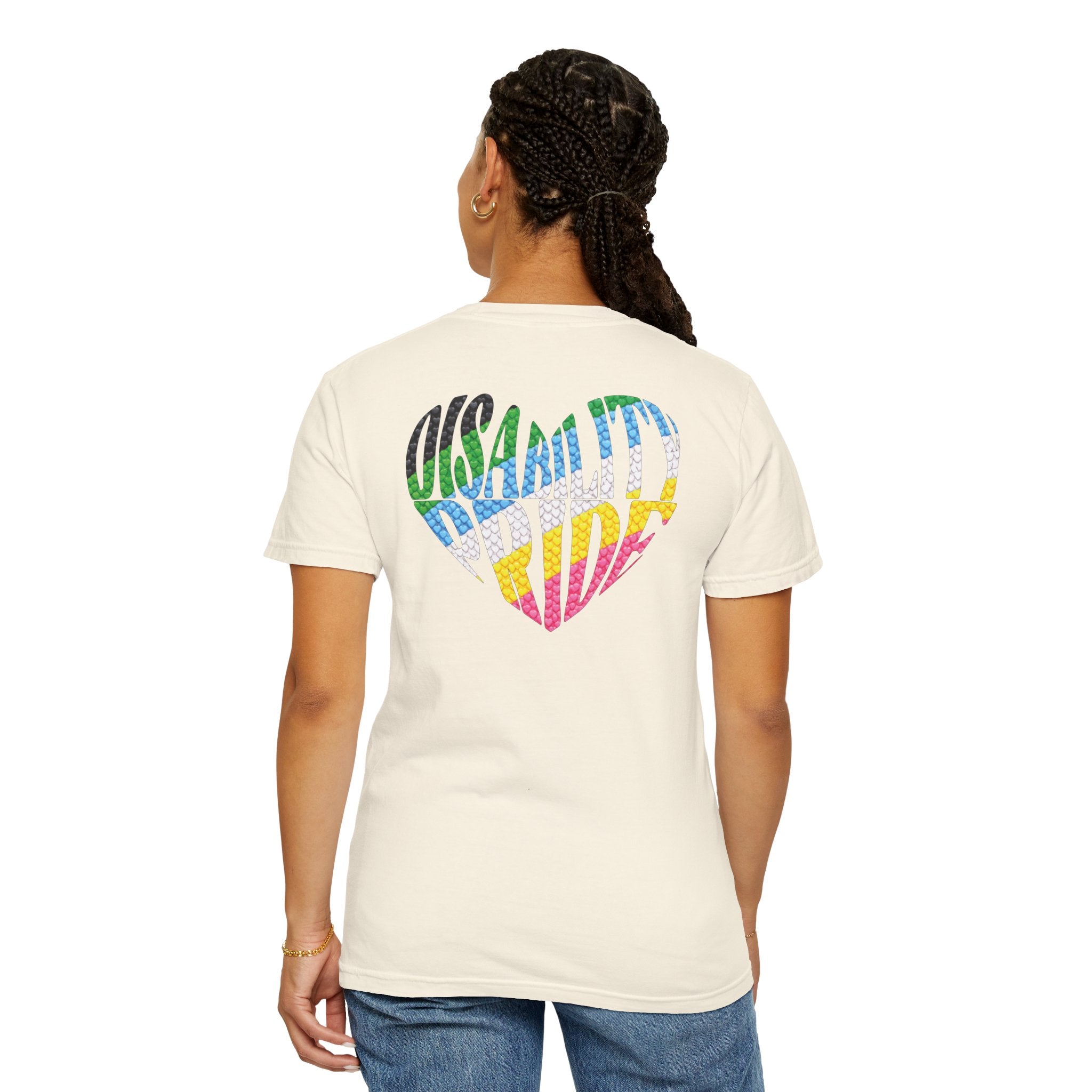 Disability Pride Heart T-Shirt | Rainbow Striped Heart Tee