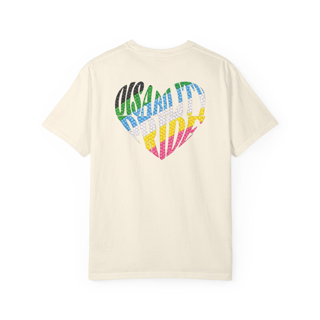 Disability Pride Heart T-Shirt | Rainbow Striped Heart Tee