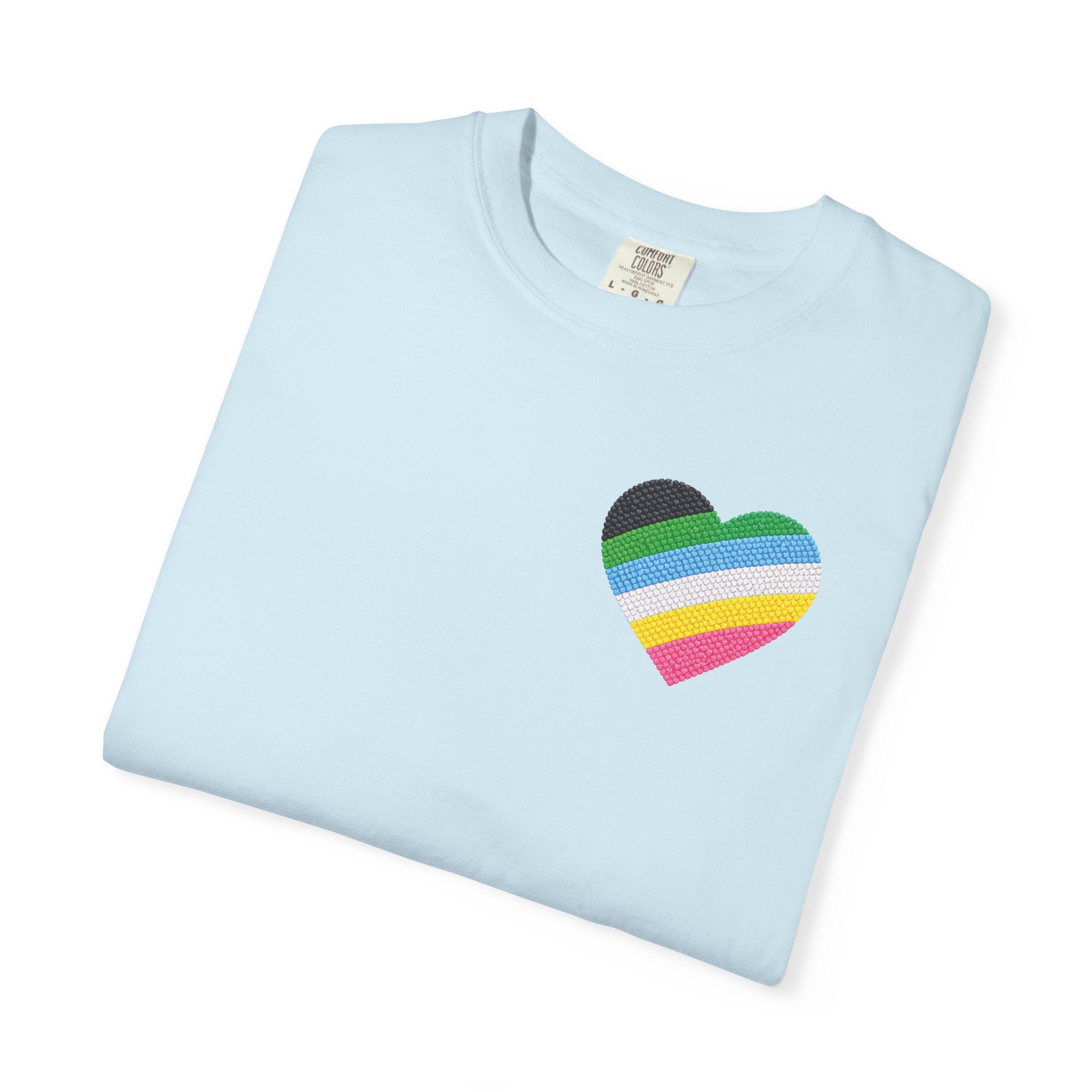 Disability Pride Heart T-Shirt | Rainbow Striped Heart Tee