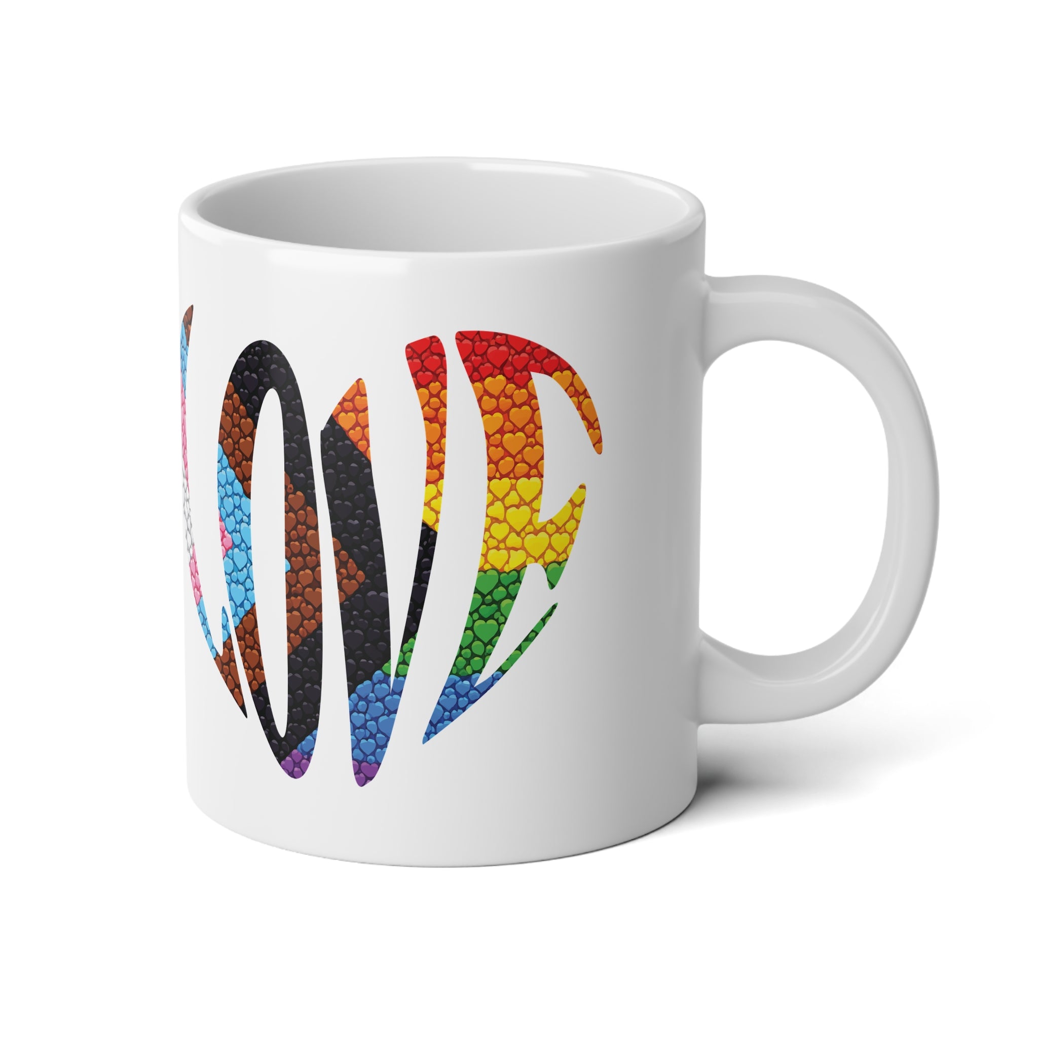 Rainbow Pride Heart Mug | Colorful Heart Love 20oz Jumbo Ceramic Mug