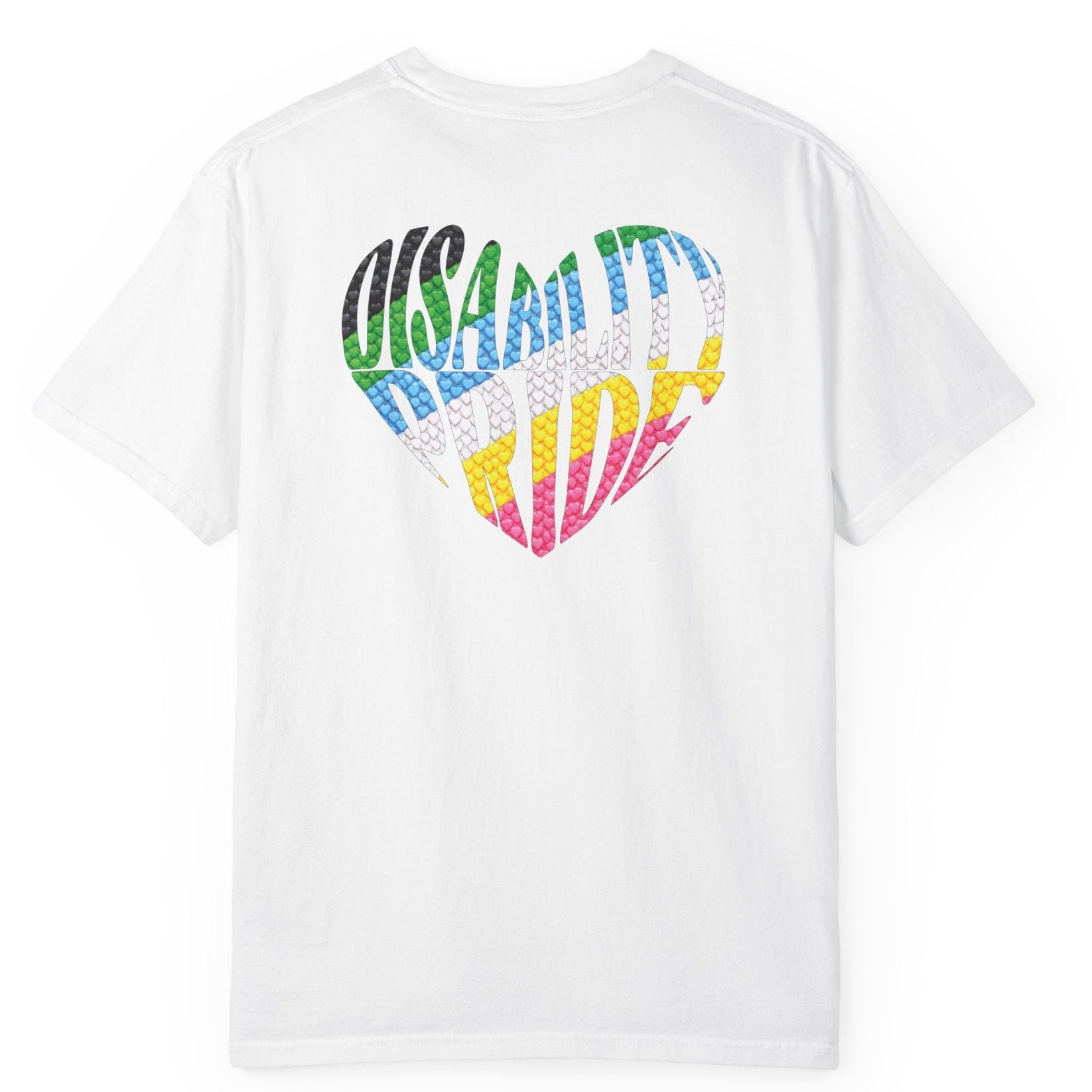 Disability Pride Heart T-Shirt | Rainbow Striped Heart Tee