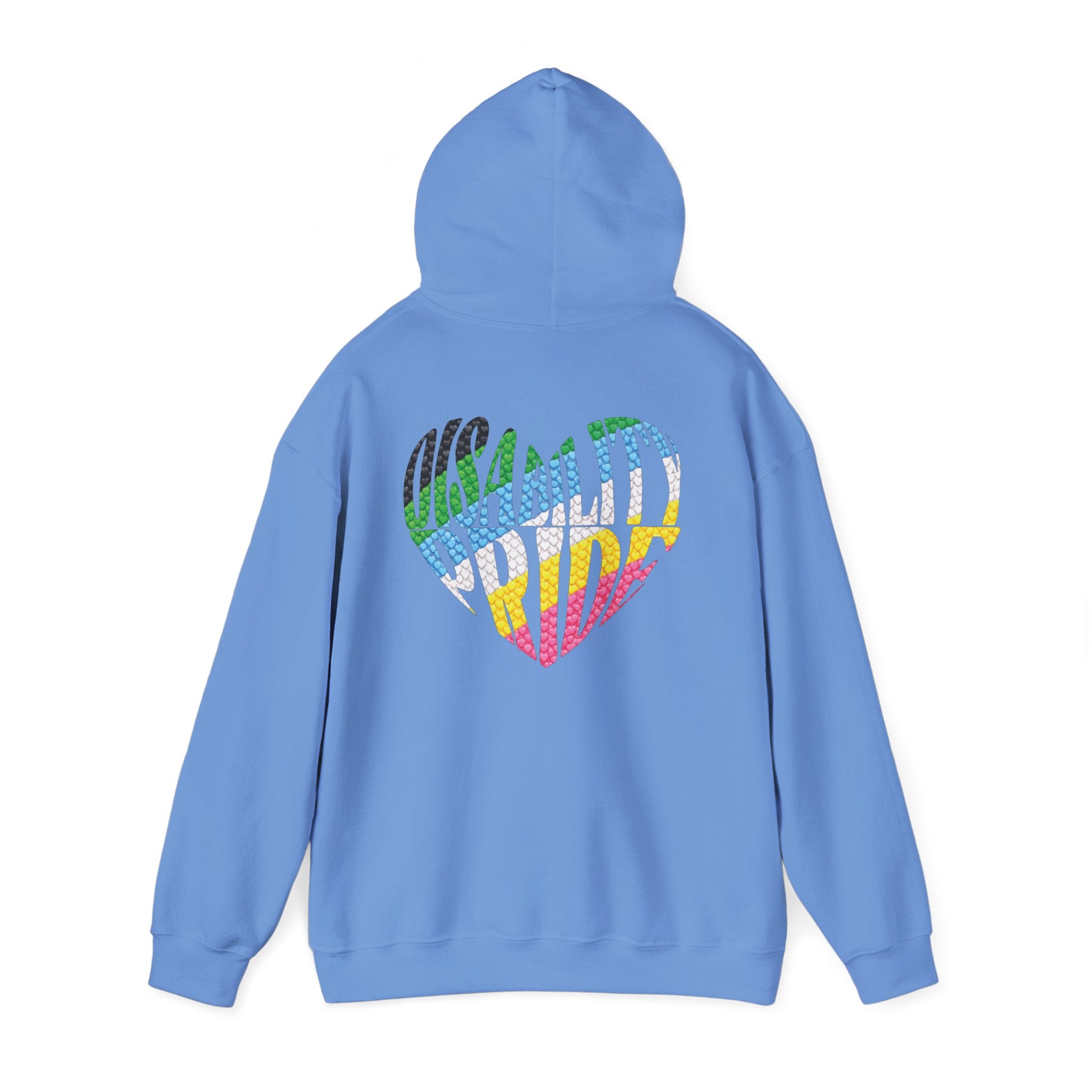 Disability Pride Heart Hoodie | Rainbow Striped Heart Pullover
