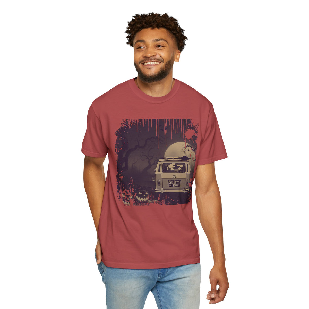 Spooky Retro Camper Van Graphic Tee — Halloween Witch Tshirt