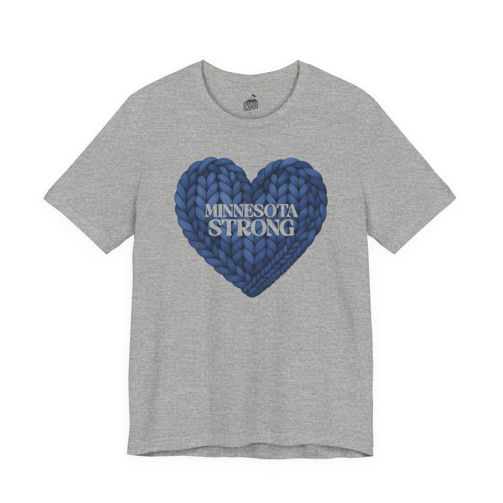 Minnesota Strong Knit Blue Heart T-Shirt | Heart Graphic Tee