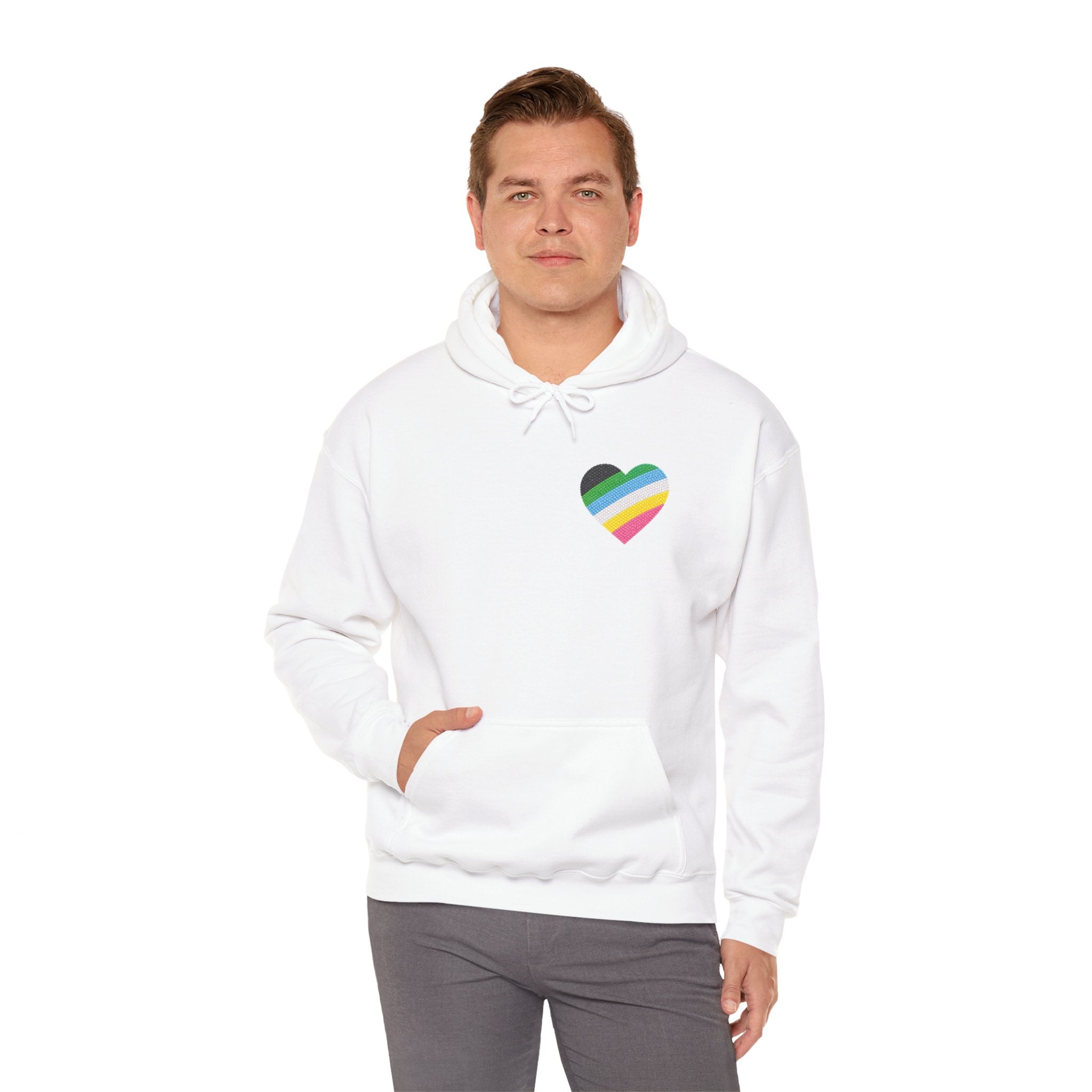Disability Pride Heart Hoodie | Rainbow Striped Heart Pullover