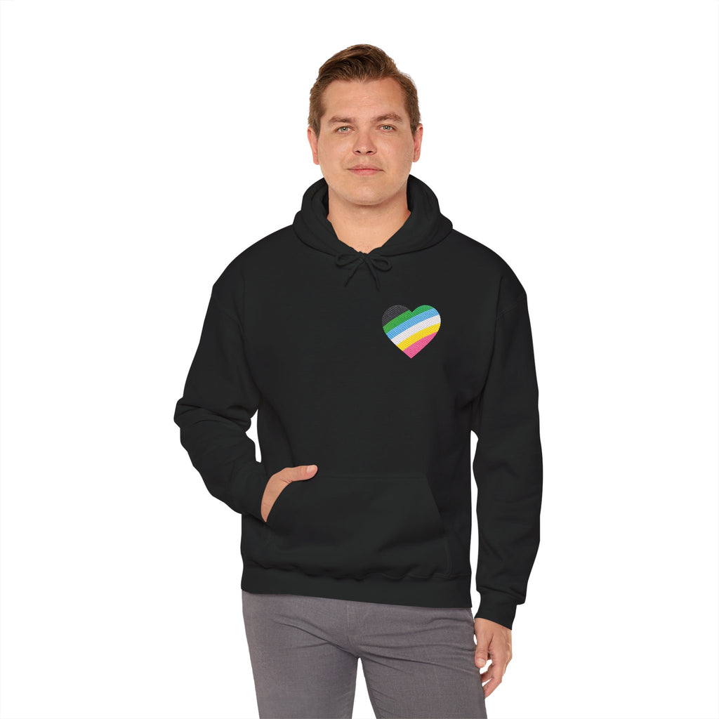Disability Pride Heart Hoodie | Rainbow Striped Heart Pullover